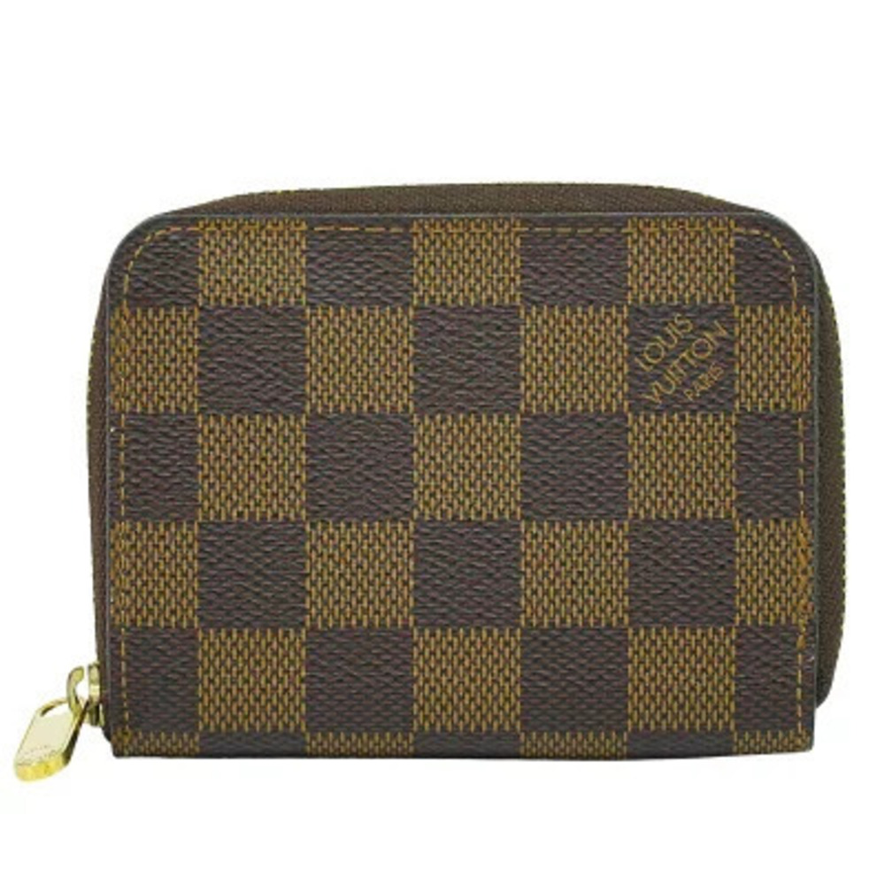 Louis Vuitton LV Zippy Wallet Coin Damier Wallet Canvas Leather Ebene Brown